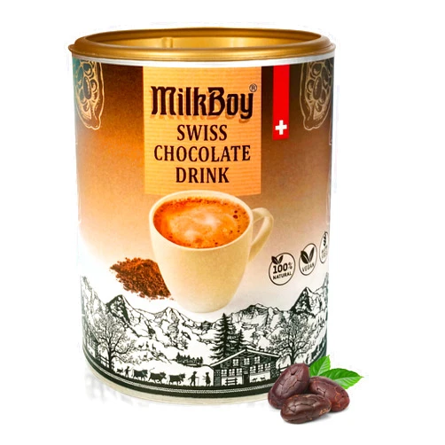 Milkboy Swiss Chocolates MilkBoy Gourmet Hot Chocolate Mix - Swiss Chocolate Drink for Cold or Hot Cocoa - Kosher, Vegan, and Gluten Free Hot Chocolate Mix Canister with 12 Servings, Rainforest Alliance Certified, 12 OZ