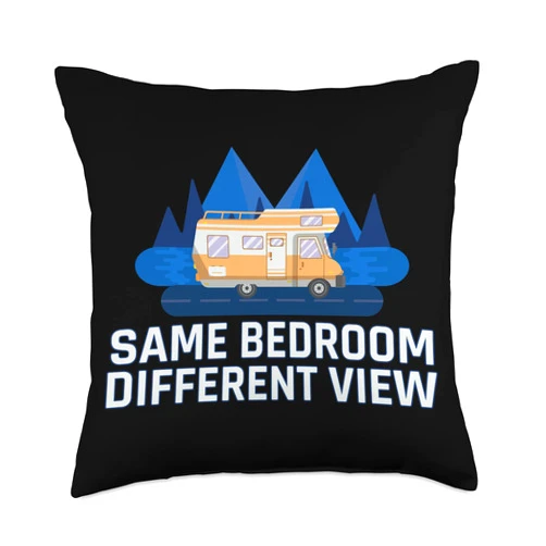 Camping Zelten Campen lustige Sprüche Wohnwagen Same Bedroom Various View Camping Motorhome Caravan Tent Throw Pillow, 18x18, Multicolor