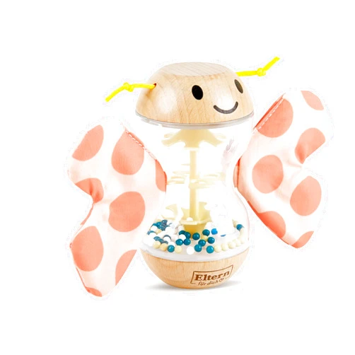 Hape Wooden Rainstick Rattle - Rosalie Wooden Rain Stick Colorful Butterfly Shape with Removable Wings - Wooden Early Learning Toy - Sensory Toys for Early Ages