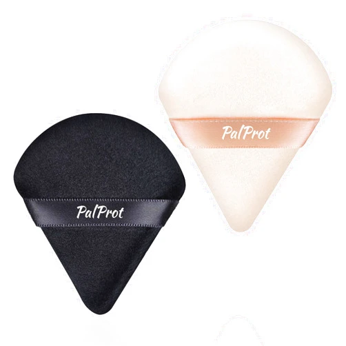 PalProt 2 Pcs Triangle Makeup Powder Puff for Face Powder Soft Velour Reusable Powder Pad Pressed Applicator for Under Eyes and Face Corners Loose Setting Powder (Black & Pink)