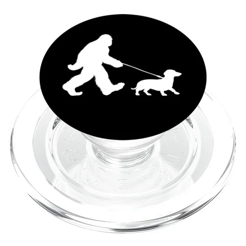 Retro Sasquatch Lover Doxie Wiener Dog Walker Bigfoot Walking a Dog Funny Dachshund Weiner Dog Dad Weenie PopSockets MagSafe PopGrip for iPhone