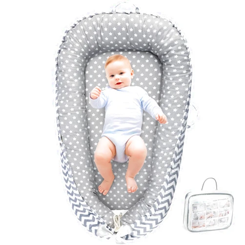 URMYWO Baby Lounger - Baby Lounger for Newborn 0-24 Months, Breathable & Soft Cotton Baby Nest Cover Infant Lounger, Babies Newborn Essentials Gifts, Portable Baby Floor Seat for Home and Travel
