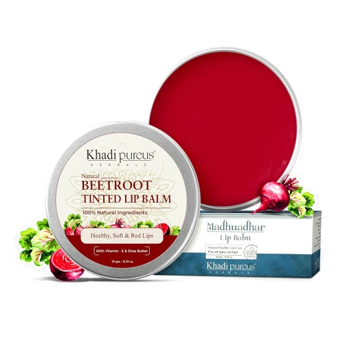 Generic Kh-adi Pureus Herbals Beetroot Tinted Lip Balm for Red Glossy, Soft, Smooth & Moisturised Lips & Cheek with Vitamin E & Shea Butter| Women & Men (10 gm)