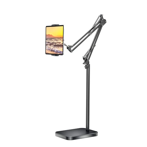 BluuSuuk Tablet Floor Stand with 11lb Stable Base - Adjustable Height Stretchable Arm Swivel Holder Mount, Compatible with iPad Pro Air Mini 12.9/9.7, Kindle, Galaxy Tab, Cell Phones (4.7''-13'')