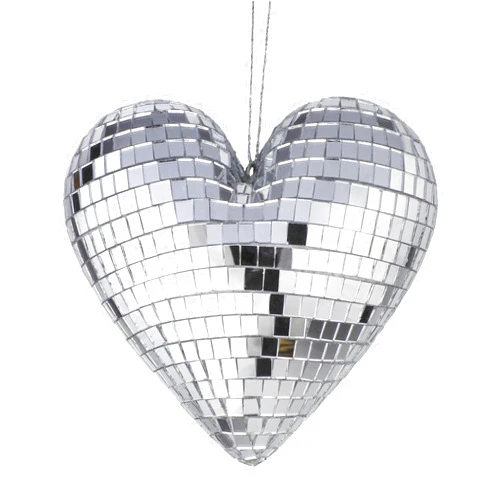 Yeehlmer Disco Ball Heart Shaped Rainbow Disco Hanging Party Mirror Decor Retro Light Reflective Ball Lover Gift Home Wedding Decor (1 Pack, Silver)