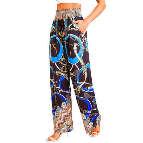 QIANXIZHAN Women's Boho Pants, Wide Leg High Waist Harem Pants Hippie Yoga Clothes with Pockets