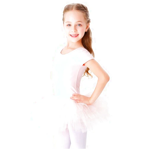 Bezioner Girls Cotton Ballet Dance Dress Cute Tutu Skirted Leotard Short Sleeve