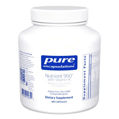 Pure Encapsulations Nutrient 950 with Vitamin K 180's - Multivitamin & Mineral Supplement - Bone & Arterial Support* - Optimal Absorption - Gluten Free & Non-GMO - 180 Capsules
