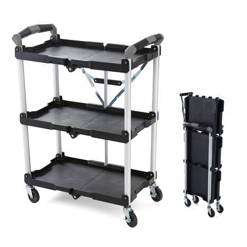 Olympia Tools 85-188 Pack-N-Roll Folding Collapsible Service Cart, 150LB Capacity, Black
