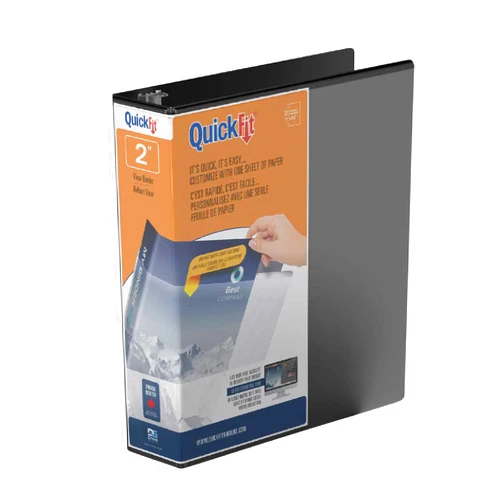 QuickFit View Binder, 3-Ring Binder, Angle D Ring, 2 Inch, Black,87031