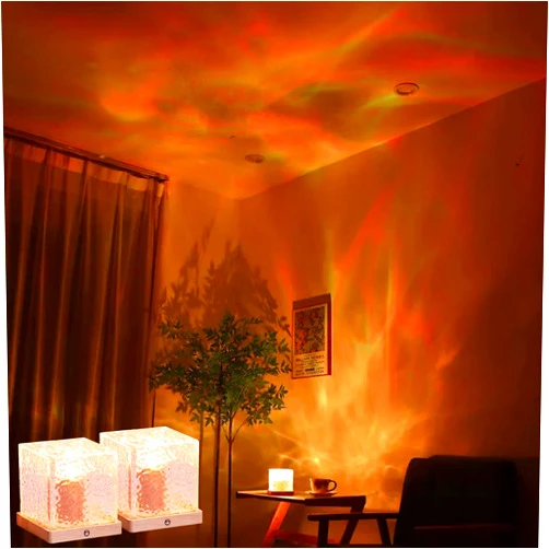 KidoYean 2Pack Aurora Ocean Wave Lights Projector(Touch & Remote), Cordless Rechargeable 16 Colors 4 Modes Northern Lights Dimmable Ambient Mood Lighting,Color Changing Night Light for Bedroom Shower (Large)