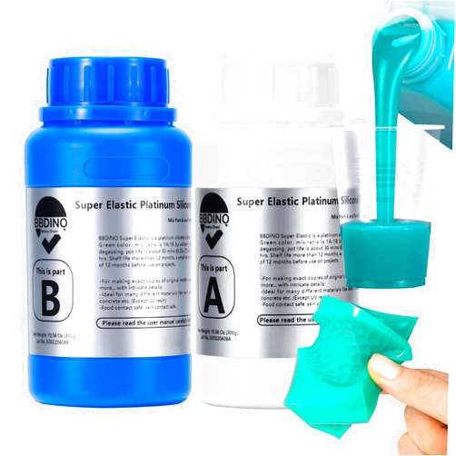 BBDINO Silicone Mold Making Kit, Super Elastic Liquid Silicon for Mold Making, N.W. 21.2 oz, 1:1 by Volume, Jade Green, Ideal for Casting Silicone Molds for Resin/Plaster/Wax/Jewelry etc.