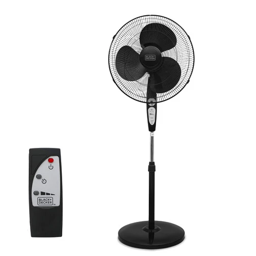 BLACK+DECKER 18-Inch Stand Fan with Pedestal Base, Height Adjustable Pedestal Fan with Remote and Touch Control Panel, Free Standing Fan with 90-Degree Oscillating and 3-Speed Settings, Black