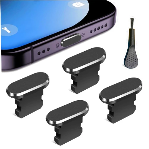 Limvory Anti Dust Plug for iPhone, 4 Pack iPhone Dust Plug Cover Charging Port Protector Cap with Cleaning Brush for iPhone 14 Pro Max 13 12 11 AirPods iPad, All Lightning Port Devices