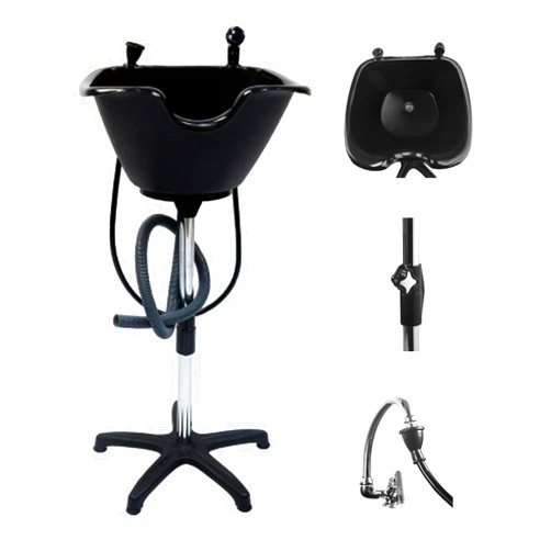 Dompel Portable shampoo Bowl for Handicap & Disabled, Seniors, Hairstylist and home services, wash unit Bowl with Chrome Steel Structure, Durable & Convenient 22 L