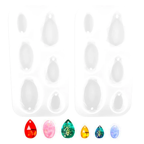 Styquenzer 2PCS Waterdrop and Oval Resin Jewelry Molds, Water Drop Resin Molds Silicone, Oval Pendant Resin Molds with Hanging Hole, Resin Pendant Mold for DIY Crafts Earring Necklace Jewelry Making