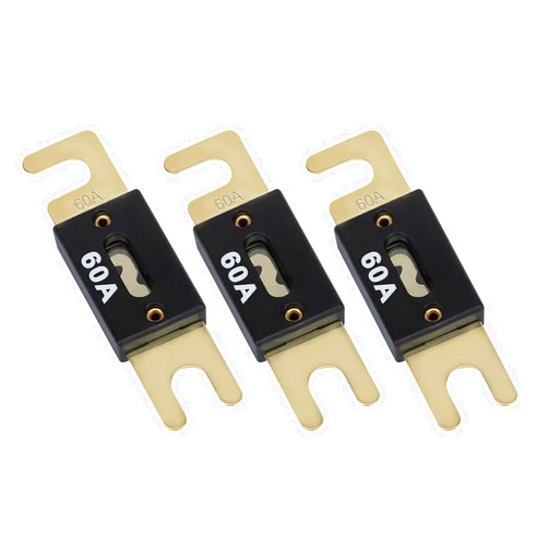 BFXM 3Pcs 60 Amp 32VDC ANL Blade Fuse, Car Fuses, Marine Fuses, ANL Inline Fuse Gold Plated Fuse Compatible with 12V & 24V Systems for Car, RV, Boat, Truck, Audio, Inverter and Other Current Applications