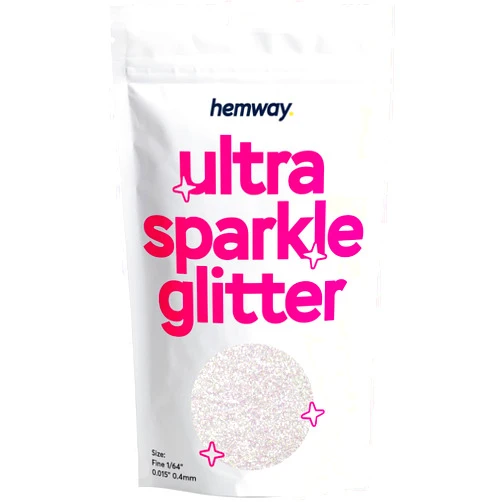Hemway Premium Ultra Sparkle Glitter Multi Purpose Metallic Flake for Arts Crafts Nails Cosmetics Resin Festival Face Hair - Mother of Pearl Iridescent - Fine (1/64