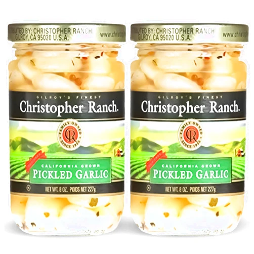 Christopher Ranch Pickled Garlic Cloves in a Jar | 100% California-Grown Fresh Garlic | Peeled and Pickled for Convenience | Ideal for Cooking, Snacking & Pickled Vegetables Lovers | 8 oz (Pack of 2)