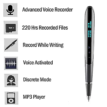 Longpro 16GB Digital Voice Recorder with Voice Activated, 38h Recording, Audition While Recording, Automatic Save, File Deletion