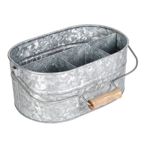 Alpha Living Home Galvanized Metal Utensil Caddy – Rustic Farmhouse Organizer for Kitchen, Buffet & Outdoor Events, 13.5