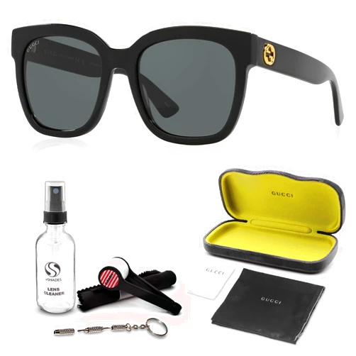 Gucci GG0034SN Women Designer Square Shape Sunglasses: Square Frame Eyewear with Non-Polarized Lenses - Epitome of Luxury and Style