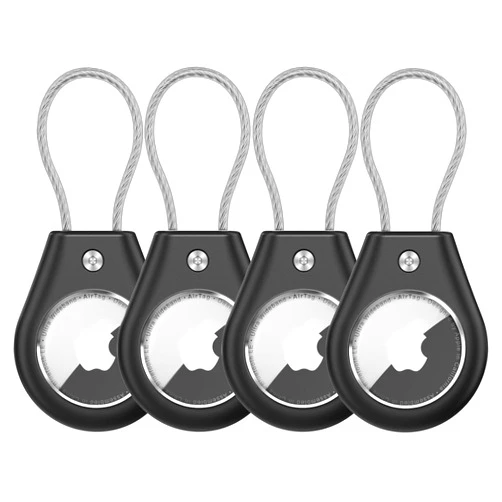 Ljusmicker Waterproof Airtag Holder,4 Pack Airtag Case with Secure Lock,Airtags Keychain for Apple Airtag,Anti-Lost Protective Case Air tag Accessories for GPS Item Finder Tracker Luggage, Bag,Key,Pet,Black