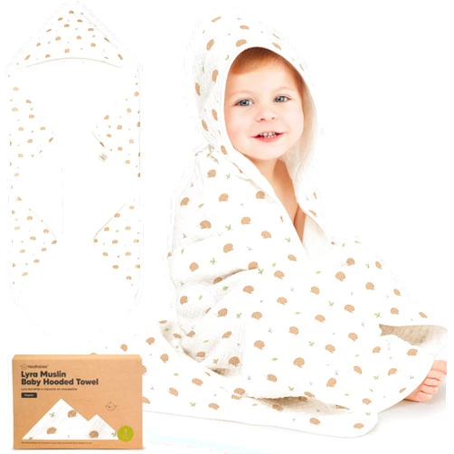 KeaBabies Muslin Baby Bath Towels with Hood for Girls, Boys, Large Organic Cotton Hooded Baby Towels for Newborns, Toddlers, Infant, Kids, Soft Absorbent Newborn Bath Essentials Gift Set (Bruce)