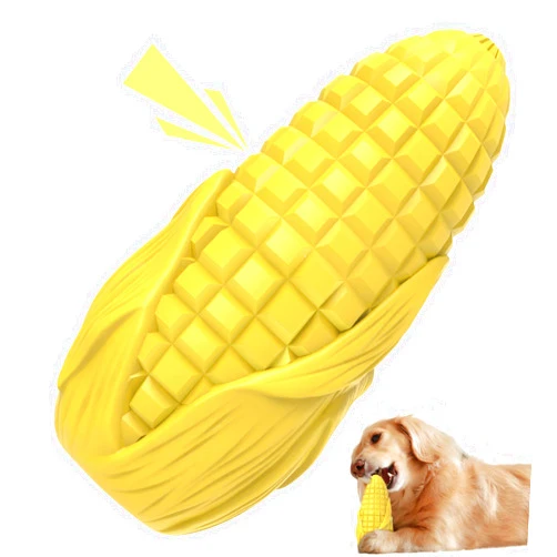Yivgeoi Dog Chew Toys for Aggressive Chewers,Idestructible Tough Durable Squeaky Interactive Dog Toys，Durable Dog Teeth Cleaning Toy for Medium Large Breeds，Corn Stick Toy (Yellow)