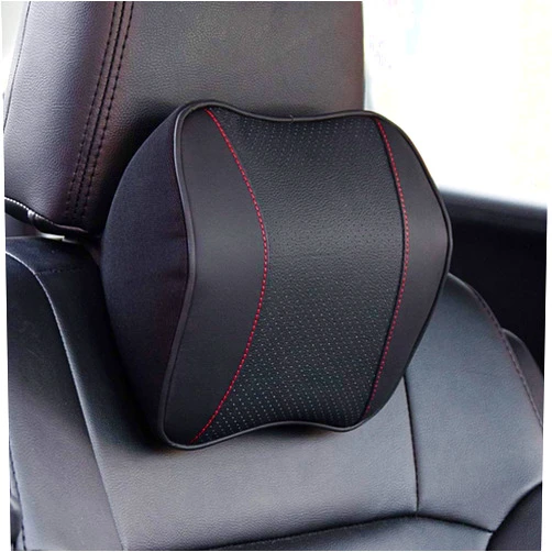 Awave bloom Car Headrest,Car Seat Neck Rest Pillow,Comfort Headrest Cushion for Chair,100% Memory Foam Cervical Support,Leather Headrest for Driving,Relieve Neck Pain,Neck Supports for Car(Black)