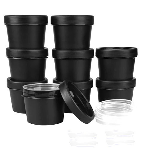 Wowang Travel Containers for Toiletries 3.4oz 9 Pack TSA Approved Plastic Cream Jars Wide-mouth Cosmetic Pot Jars with Lids Leak Proof Travel Size Containers for Makeup Face Cream(Black)