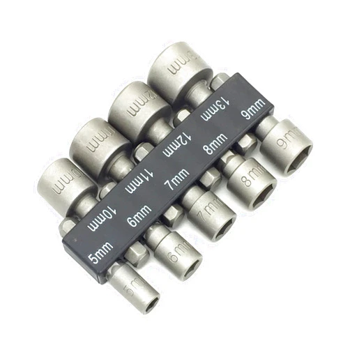 PANOVO 9pcs Power Hand Driver Drill Tools Set 5-13mm Metric Socket Wrench Set Power Nuts Driver Socket 1/4