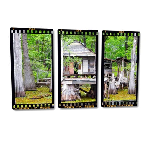 BFOIUGTKRQUE 3 Panel Wall Art Modern Artworks for Home Decor Canvas Prints Shack on the bayou Pictures for Living Room Bedroom Decoration, Ready to Hang