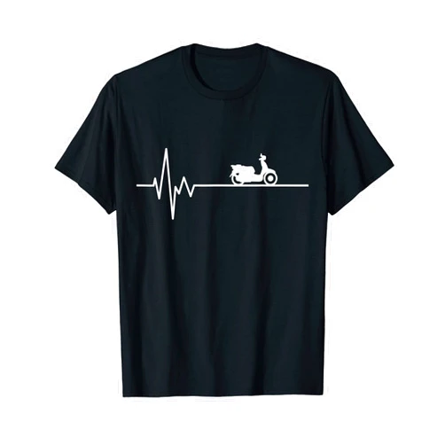Moped Mofa Zubehör Geschenke für Mopedfahrer Scooter Heartbeat Moped Driver ECG Pulse Scooter Moped T-Shirt