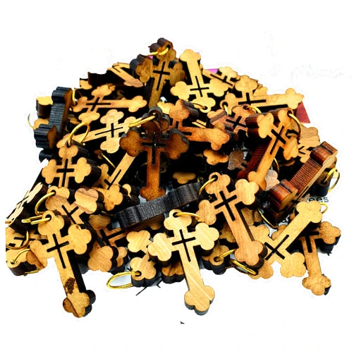 Zuluf 50 Olive Wood carved Jesus cross Hand Made Holy Land Jerusalem For Rosary Maker PEN224
