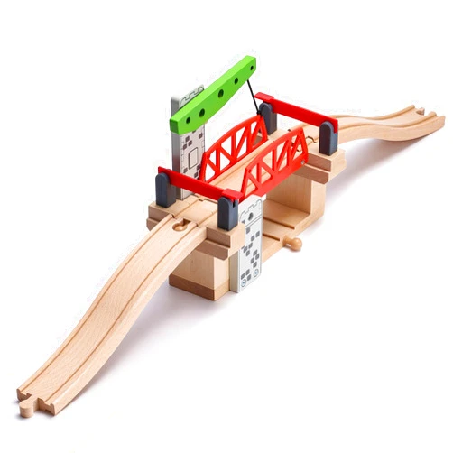 SainSmart Jr. Wooden Train Set Accessories, Moveable Lifting Bridge Set with Track for Kids Compatible with Thomas, Brio, Chuggington, Melissa and Doug