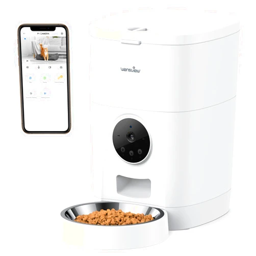 Wansview Automatic Pet Feeder for Cats and Dogs - Wansview 4L Smart Feeding Solutions with 2K Camera Video Recording and 2-Way Audio, 2.4G WiFi Cat Food Treat Dispenser with APP Control and Timer Programmable