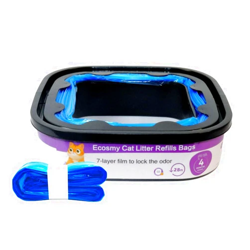 Ecosmy 28 feet Cat Litter Refill Bags with 7-layer material effectively prevents odors Compatible with Litter Cat Genie Standard, Plus and XL Pail Refills, Can Use Up to 8 Months