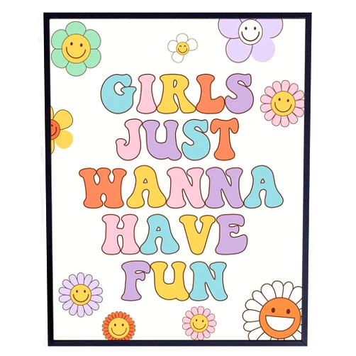 YELLOWBIRD ART & DESIGN Groovy Fun Wall Decor for Girls - 70s Wall Decor - Funky Teen Girl Room Decor - Smiley Face Decor - Cute Bedroom Wall Art - Trendy Aesthetic Room Decor - Retro Wall Decor - Funky Hippie Room Decor