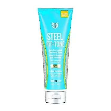 SteelFit Steel Fit + Tone - Body Firming and Contouring Lotion - 3% Unislim - 24 Hour Moisturizer - Collagen - Shea Butter - Cocoa Butter - Aloe Vera - Gotu Kola - 8 fl. oz. (237 mL) (Milk and Honey)
