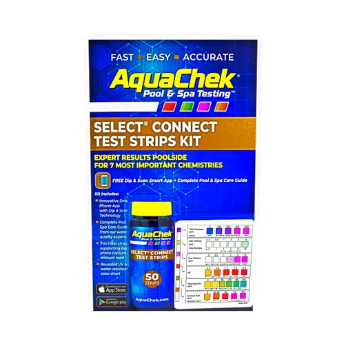 AquaChek Select Connect 7-Way Pool and Spa Test Strips Complete Kit - Pool Test Strips for pH, Total Chlorine, Free Chlorine, Bromine, Alkalinity, Total Hardness, and Cyanuric Acid - (50 Strips)
