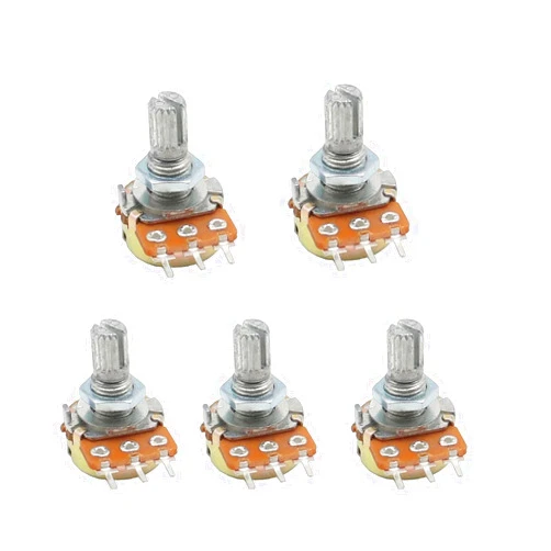 BCMCBV 5pcs WH148 Linear Potentiometer 15mm Shaft with Nuts and Washers 3pin WH148 B1K B2K B5K B10K B20K B50K B100K B250K B500K B1M(50K Ohm)
