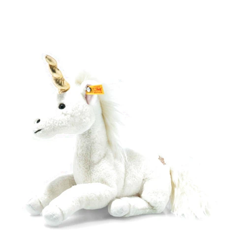 Steiff Unica Unicorn With Golden Horn and Embellishments - Premium Stuffed Animal, Sitting Plush Toy (White, 11