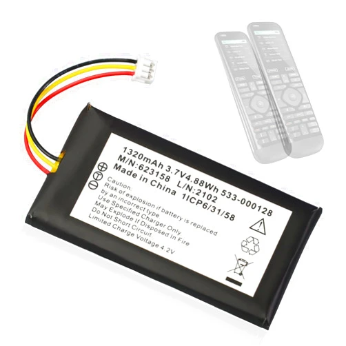 WRUMI 533-000128 Replacement Battery for 623158: for Harmony 950 for Logitech Harmony Elite 915-000257 915-000260 950-623158 Remote Control Battery 1320mAh