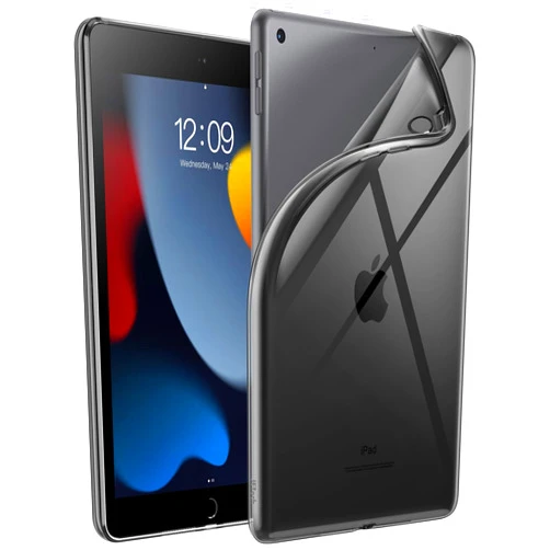 JETech Case for iPad 9/8/7 (10.2-Inch, 2021/2020/2019 Model, 9th/8th/7th Generation), Soft TPU Transparent Slim Shockproof Tablet Cover (Black)