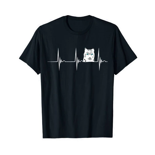 Majestic Snow Leopard Wildcat Big Cat Animal Snow Leopard Heartbeat EKG Pulseline Wild Big Cat T-Shirt