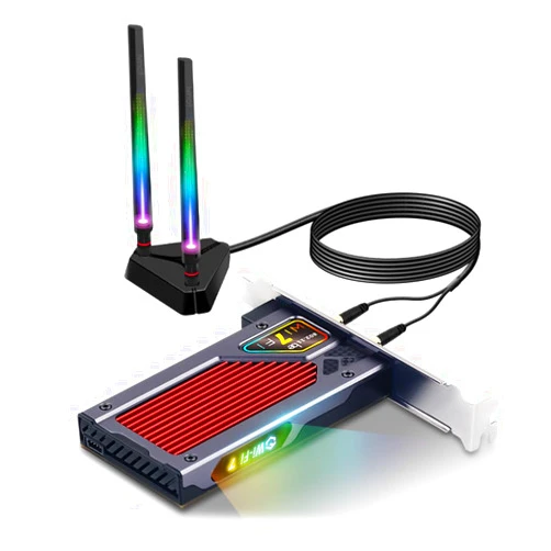 F FENVI FENVi WiFi 7 PCIe Card for Desktop, 9.3Gbps Tri-Band Adapter with Bluetooth 5.4, 6GHz Band for Gaming & Streaming, Compatible with Windows 10/11 64bit(Not Compatible with AMD Motherboard)