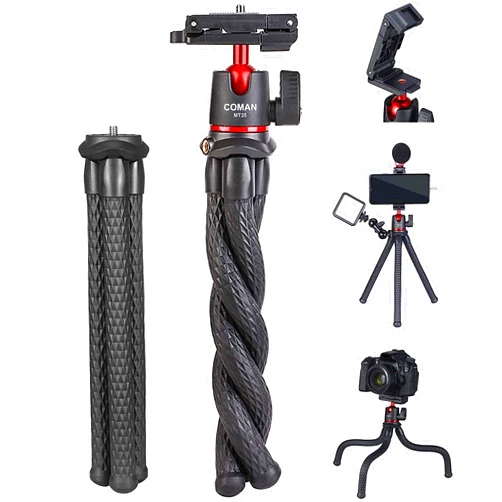 ADOFYS MT-35 Camera Flexible Tripod, Cell Phone Tripod Gorilla Tripod Lightweight Bendable Tripod with Heavy Duty Smartphone Stand, Compatible with Action Camera and Smartphone etc.