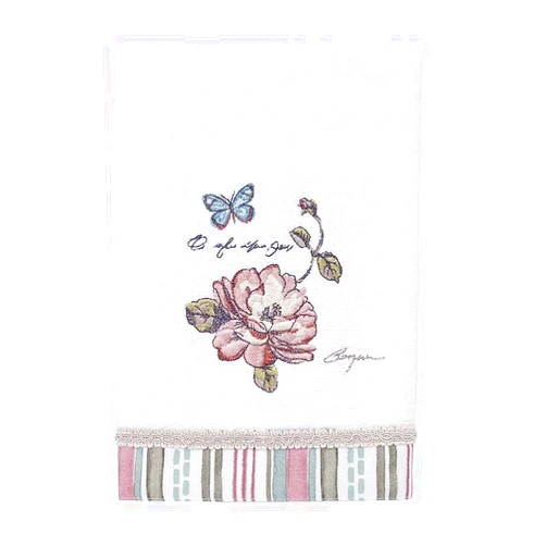 Avanti Linens - Hand Towel, Soft & Absorbent Cotton, Embroidered Bathroom Decor (Butterfly Garden Collection)