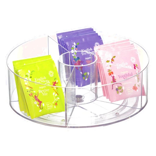iDesign Cabinet Binz Divided Rotating Turntable Tea Packet Organizer, 9